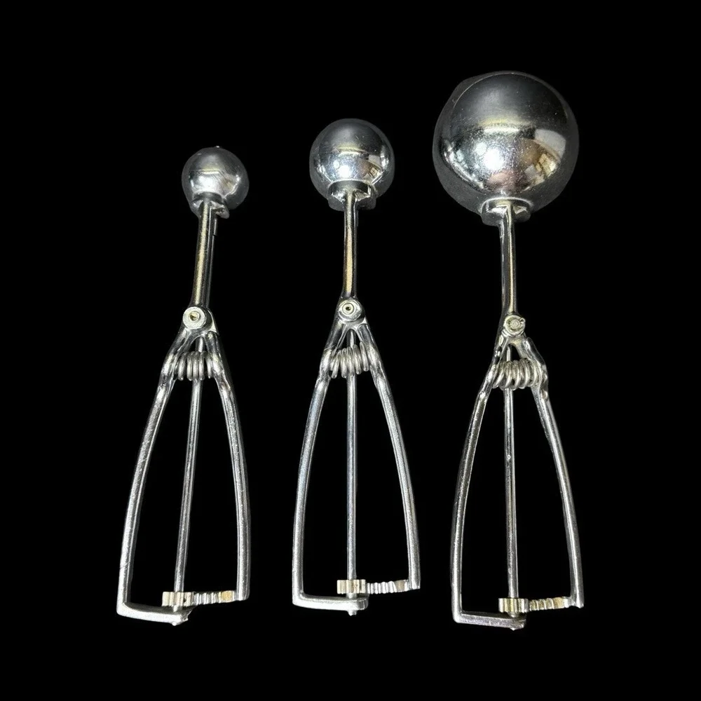 Germany Made Stainless Mechanical Ice Cream Scoop Sizes 12, 60, & 100 - Lot Of 3